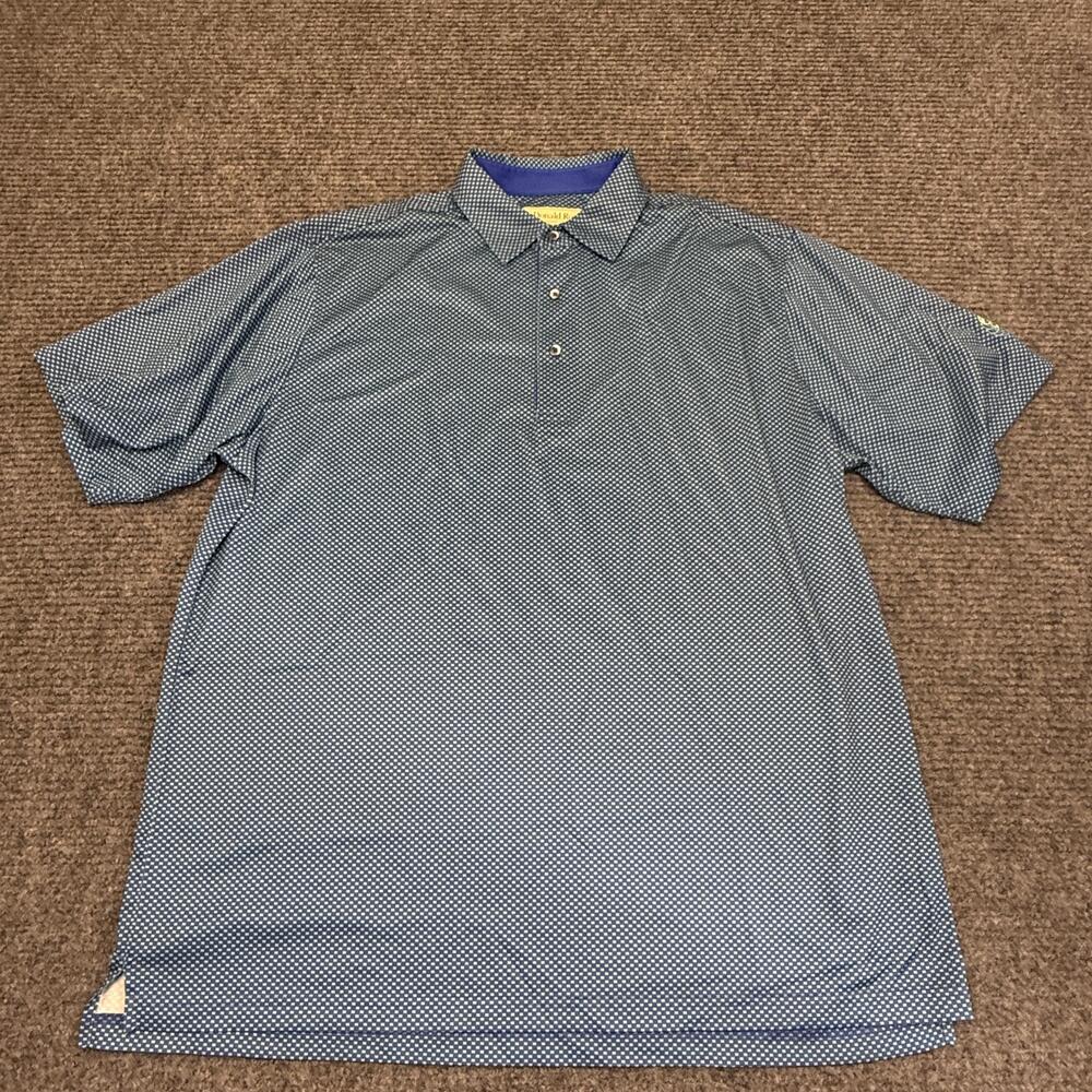 Donald Ross Sport Polo Shirt Mens Large Blue Geometric Golf Performance Stretch